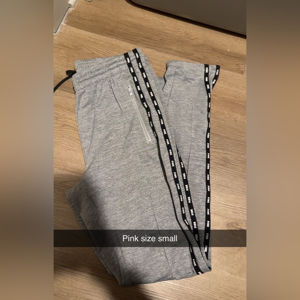 PINK Victoria's Secret Gray Joggers with Black Stripe